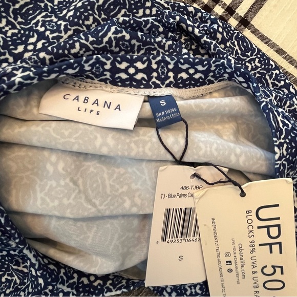 NWT Cabana Life Blue & White Short Sleeve Shift Dress UPF 50 Womans Size Small - Picture 4 of 6